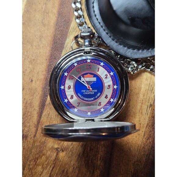 Harley Davidson Pocket watch “The Ultimate Chopper" with leather belt case. - Picture 5 of 9